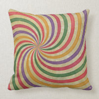 Groovy Spiral Sunbeam Ray Swirl Design Grungy Throw Pillows