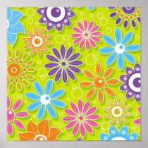 Groovy Spring Flower Power Poster