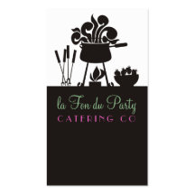 Groovy steaming fondue pot catering business cards