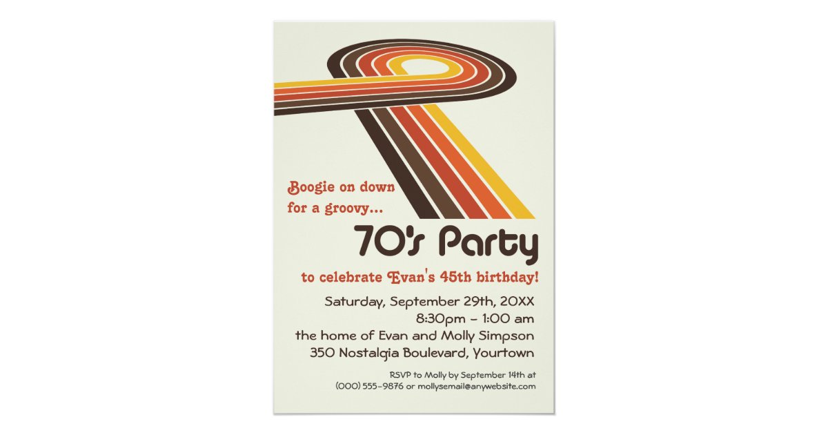 70s Party Invitation Wording