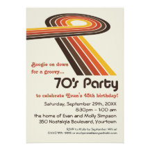 Groovy Stripes 70s Party Custom Invite