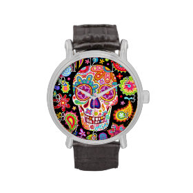 Groovy Sugar Skull Watch - Day of the Dead Art