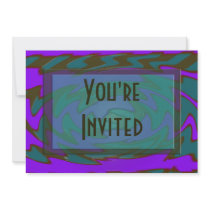 groovy teal purple invitations