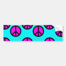 Groovy Teen Hippie Teal and Purple Peace Signs Bumper Sticker