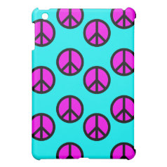 Groovy Teen Hippie Teal and Purple Peace Signs iPad Mini Cover