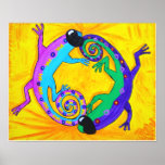 Groovy Tropical Lizards in Sunglasses Poster