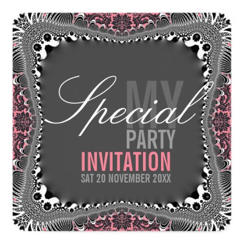 Groovy Vintage Damask Special Party Invitations