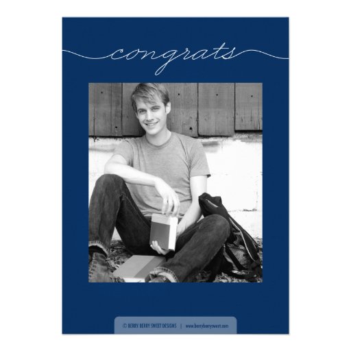 Groovy Year Graduation Invitation - Navy