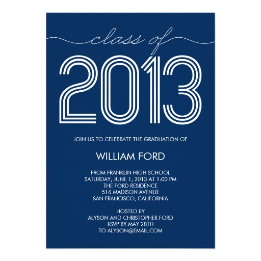 Groovy Year Graduation Invitation - Navy