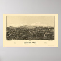 Groton, MA Panoramic Map - 1886 Print