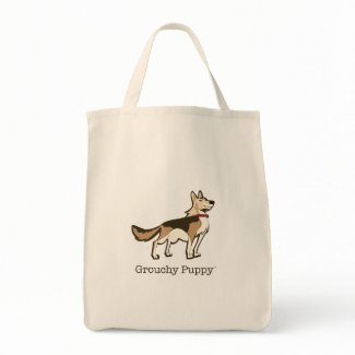 Grouchy Puppy Grocery Tote bag