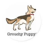 GrouchyPuppy Round Sticker stickers