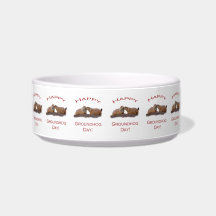 Groundhog Day Kiss Cat Food Bowl