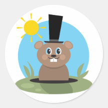 Groundhog Round Sticker