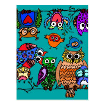Group of Cartoon Owls Post Cards