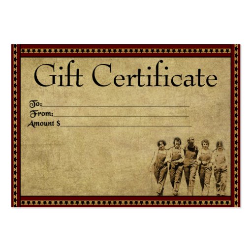 Group Of Gals- Prim Gift Certificate Cards Business Card Template (front side)
