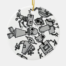 Group of robots christmas ornaments