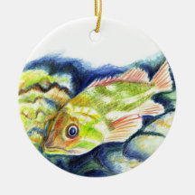 Grouper - Watercolor Pencil Drawing Christmas Ornaments