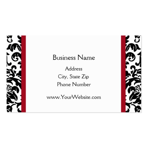 Groupon Black and Red Damask business cards (back side)