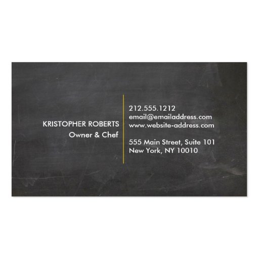 Groupon Kitchen Collage on Chalkboard Background Business Card (back side)