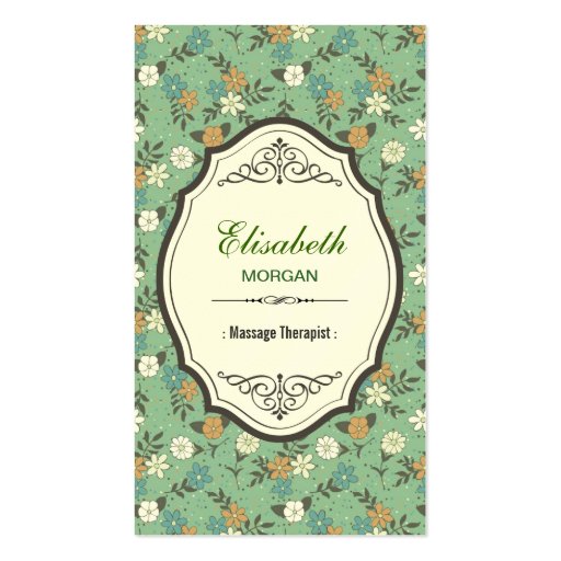 Groupon - Massage Therapist Elegant Vintage Floral Business Card Template (front side)