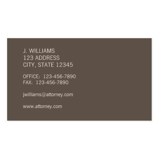 Groupon Taupe Damask Attorney Business Card (back side)