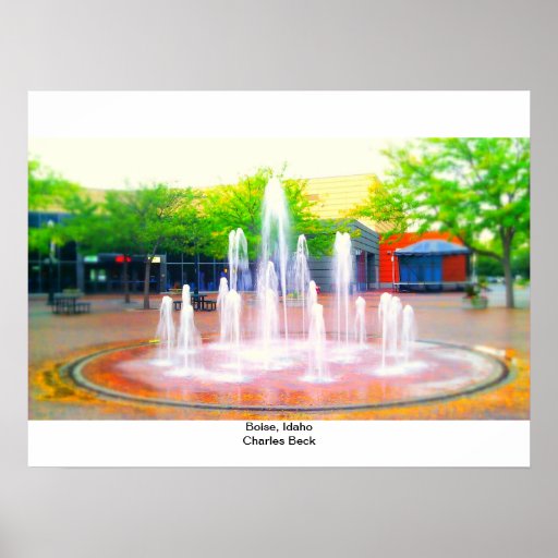 Grove Fountain, Boise, Idaho Poster Zazzle