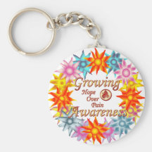 Growing Awareness Hope Over Pain Phoenix Flowers Keychain