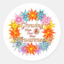 Growing Awareness Hope Over Pain Phoenix Flowers Round Stickers