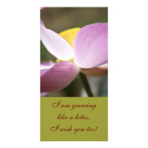 Growing like a lotus customized photo card