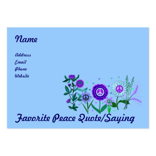 Growing Peace Business Card Template (front side)