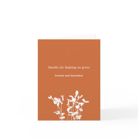 Growing plant burnt orange business thank you card