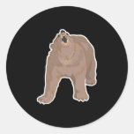 growling grizzly bear round stickers