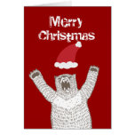 Grrr! Roaring Bear Christmas Greeting Card cards