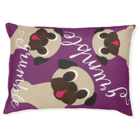 Grumble, Grumble 3 Fawn Pugs Dog Bed on Purple Large Dog Bed