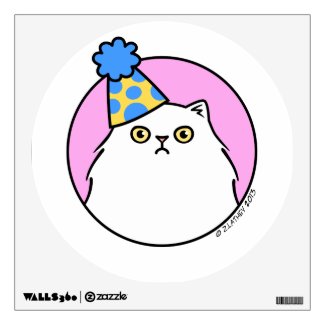 Grumpy Birthday Cat - fluffy white persian Wall Sticker