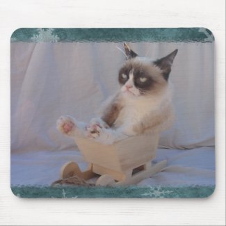 Grumpy Cat Blue Snowflake Mousepad