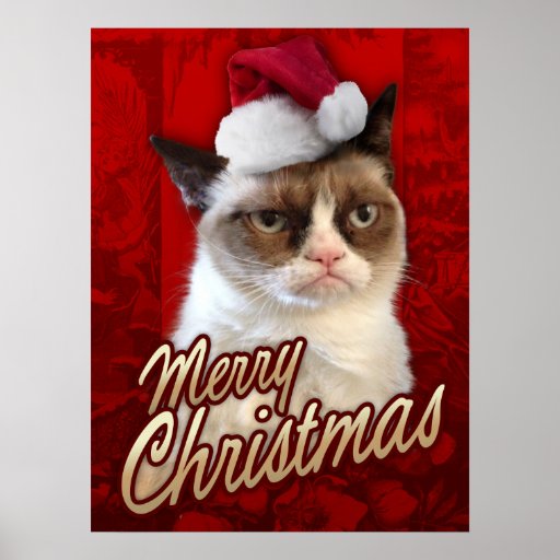 Grumpy Cat Merry Christmas Poster Zazzle