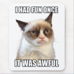Grumpy Cat Mousepad 'I had fun once. It was awful'