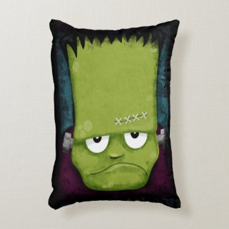 Grumpy Frankenstein's Monster Halloween Accent Pillow