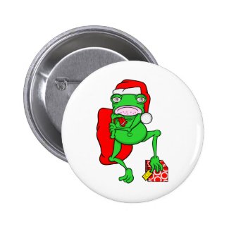 Grumpy Funny Chritmas Frog Cartoon 2 Inch Round Button