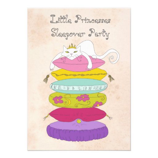 Grumpy princess cat and pea birthday Invites