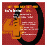 Grunge 40th Birthday Red Black Gold W1474 invitations