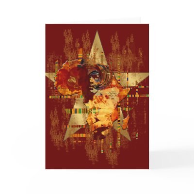 Grunge Africa Star Faces of Africa Tribal Postcard by Funkart