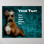 Grunge American Pitbull Terrier Portrait Print