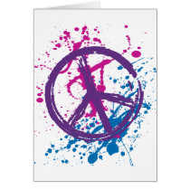 GRUNGE AND SPLATTER PEACE SIGN GREETING CARD