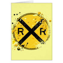 GRUNGE AND SPLATTER RAILROAD CROSSING SIGN CARDS