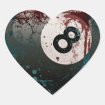 Grunge and Splatter Style 8-Ball Heart Stickers