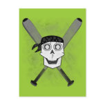 Grunge Baseball Skull 'N Bats Postcard