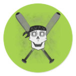 Grunge Baseball Skull 'N Bats Stickers
